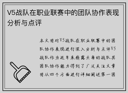 V5战队在职业联赛中的团队协作表现分析与点评